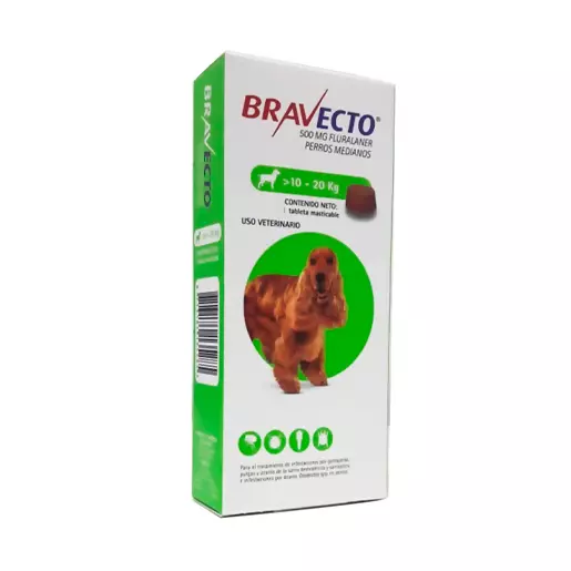 Bravecto tableta antipulga para perros 10 Kg - 20 Kg