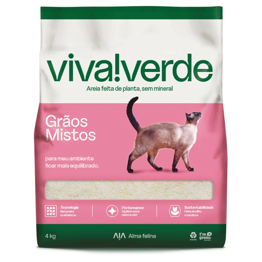 Arena para gato viva verde 4 kg Granos Mixtos